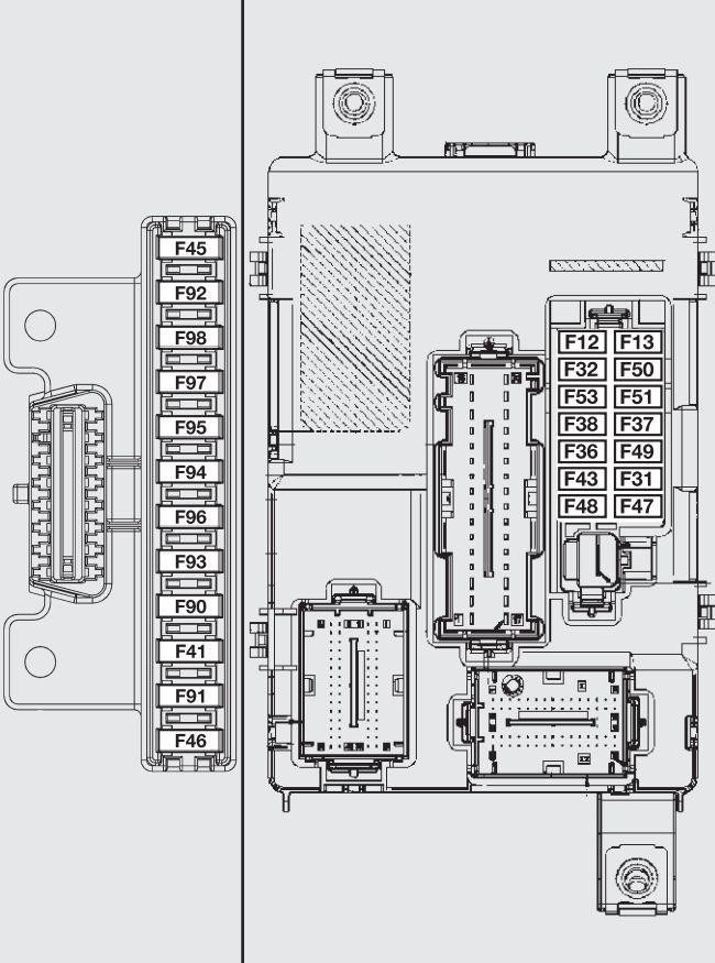 Fiat Fiorino et Qubo (2017) – boîte à fusibles et relais