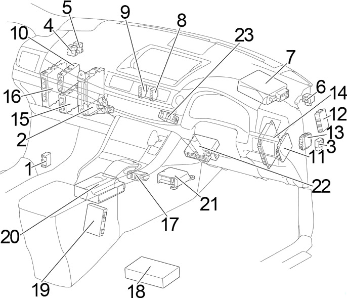 Lexus CT200h A10 (2011-2017) – skrzynka bezpieczników i przekaźników