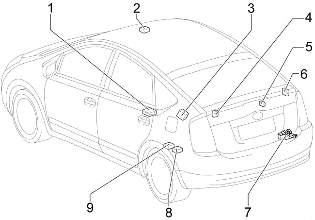 Toyota Prius (XW20) (2003-2009) – skrzynka bezpieczników i przekaźników